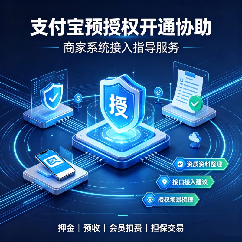 支付宝预授权开通和系统搭建服务